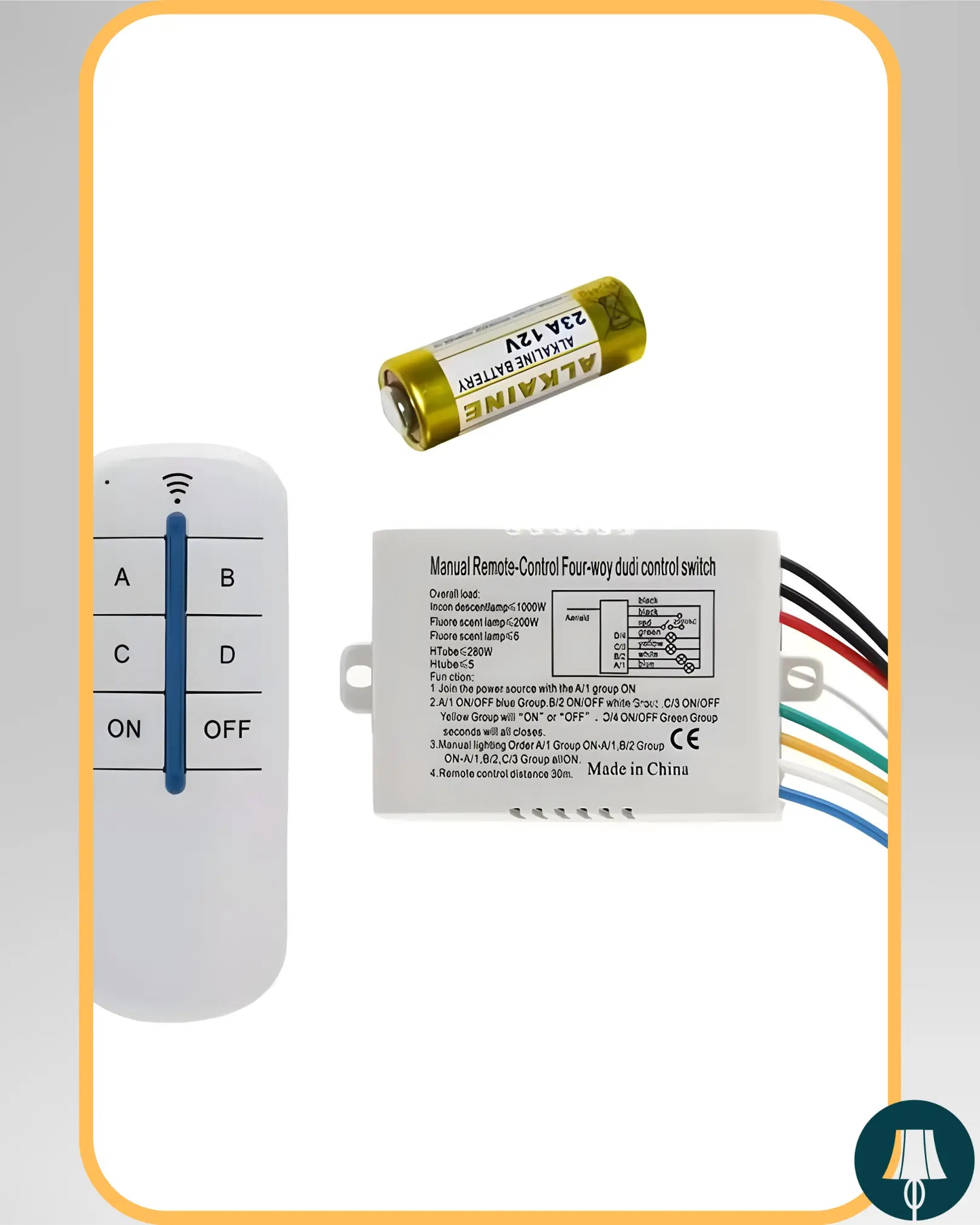 Commutateur de Commande à Distance Sans Fil RF433 (4 Voies) - "LIGHT HUB"