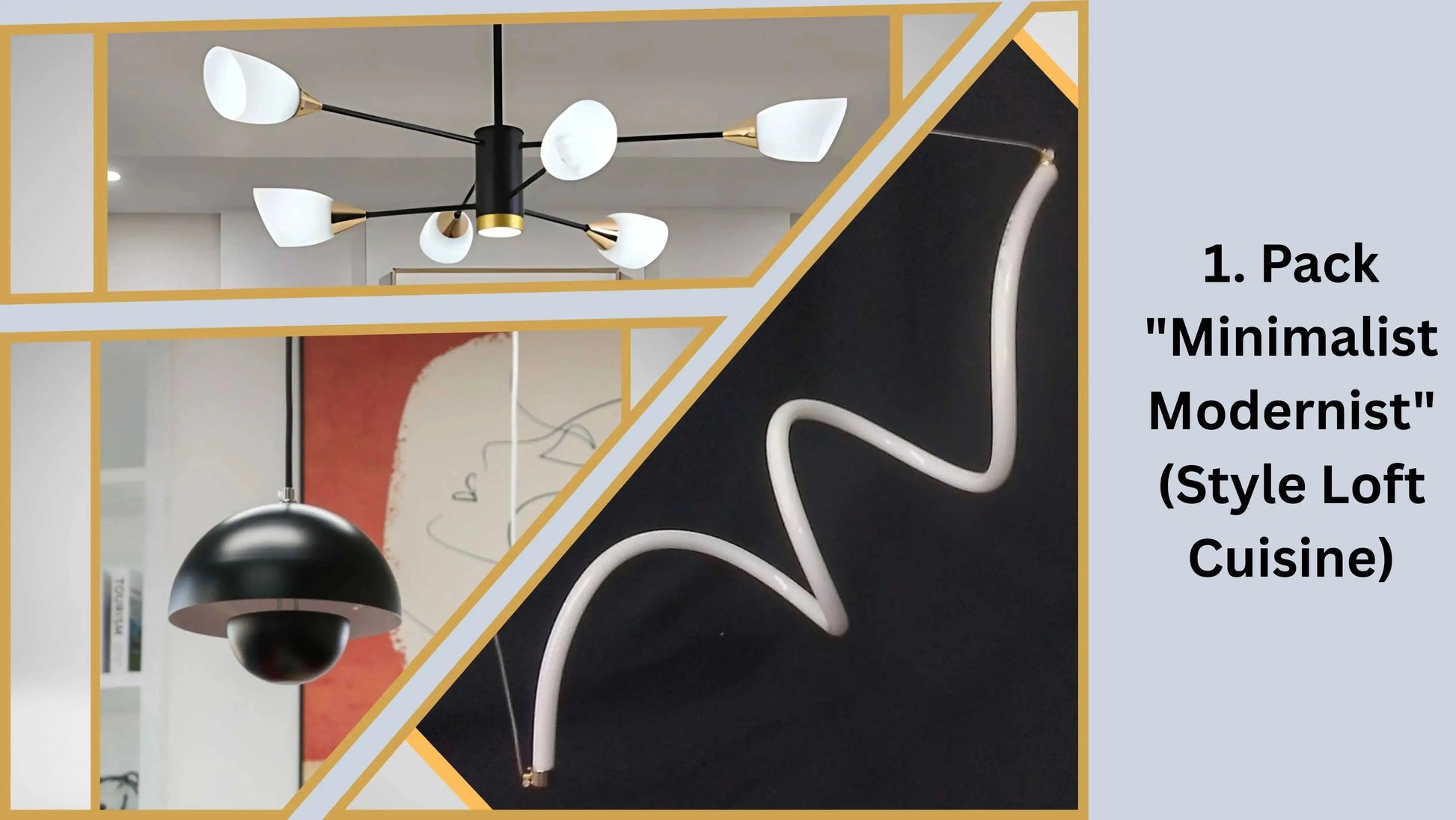 Luminaire moderne minimaliste à huit bras avec abat-jours blancs